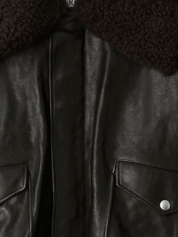 Shearling-collar leather jacket