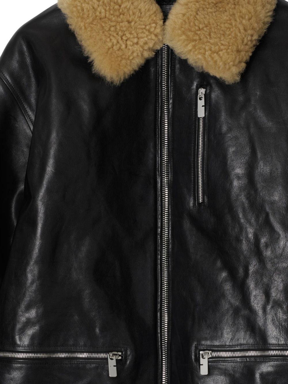 Burberry shearling-collar leather coat