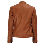Women Brown Biker Leather Jacket | Cafe Racer Leather Jacket