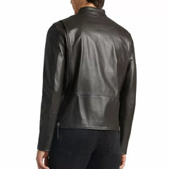 Plain Dark Brown Leather Jacket Mens