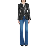 Womens Black Leather Dickey Jacket