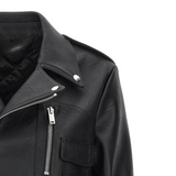 Womens Cropped Leather Biker Jacket