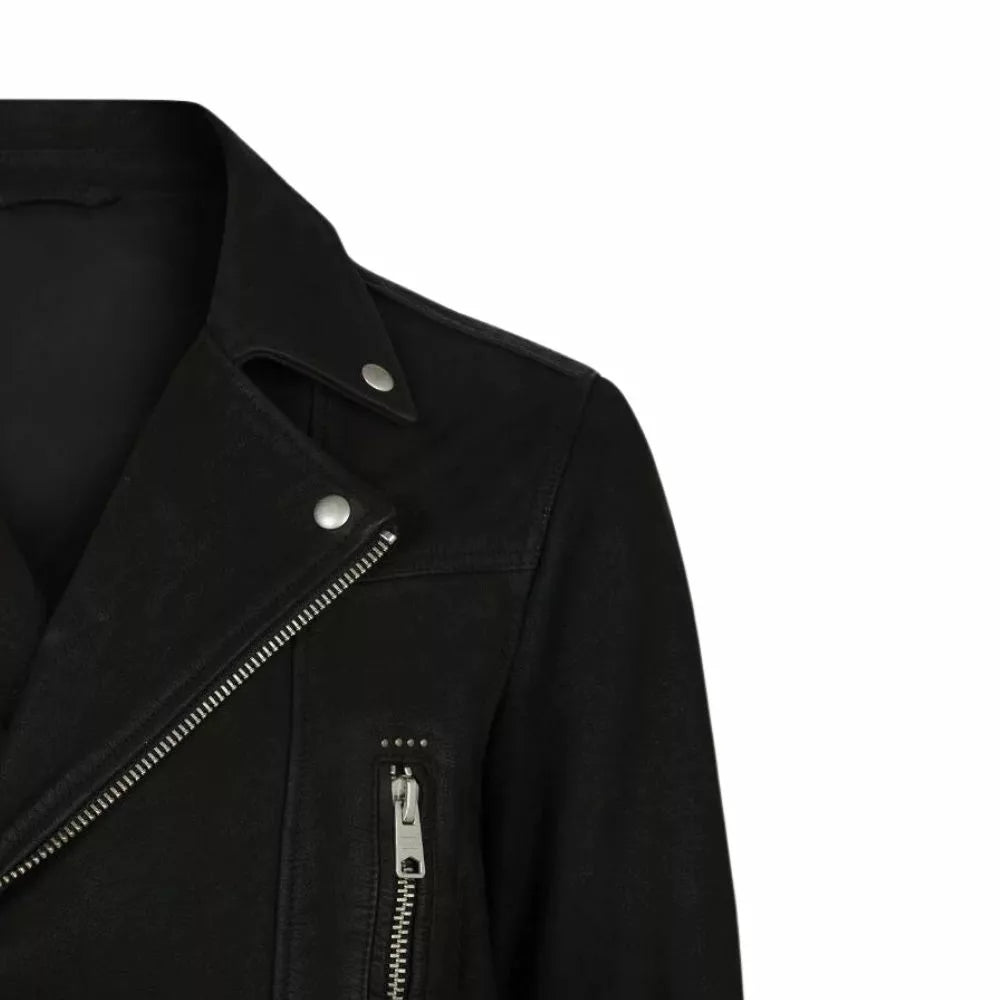 Mens Black Leather Suede Biker Jacket