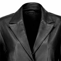 Two Button Black Leather Blazer Women’s