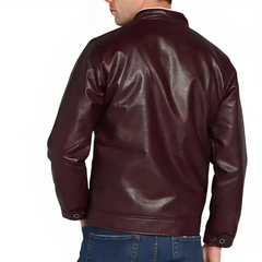 Men Textured Jacket Classic Biker Brown Leather Jacket