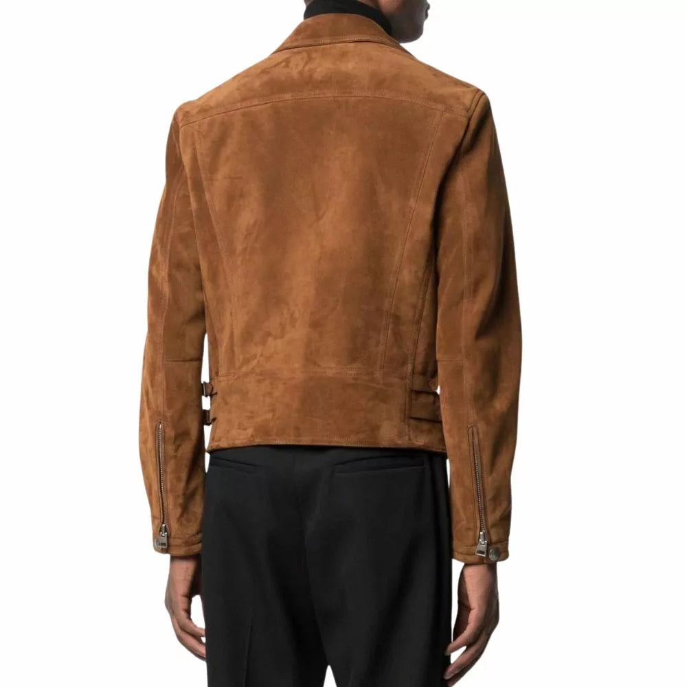 Brown Suede Moto Jacketa
