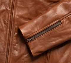 Men’s Brown Leather Moto Jacket