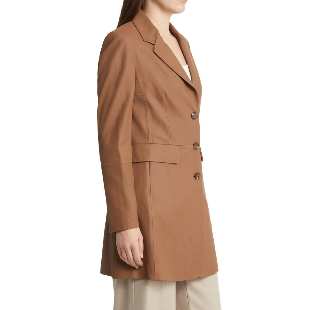 Womens Brown Long Coat Real Leather