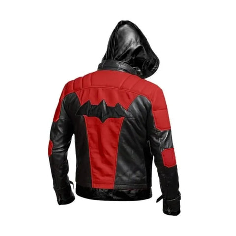 Red Hooded Batman Arkham Knight Game Halloween Costume Cosplay Leather Jacket and Vest