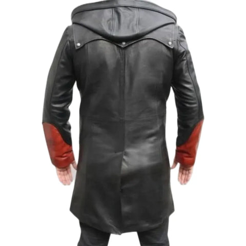 Devil May Cry 5 Dante DC Hooded Black & Maroon Leather Coat