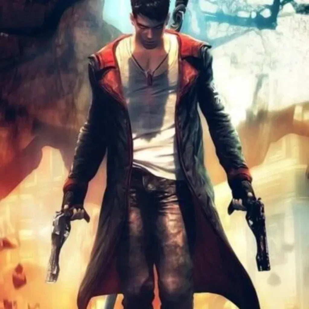 Devil May Cry 5 Dante DC Hooded Black & Maroon Leather Coat