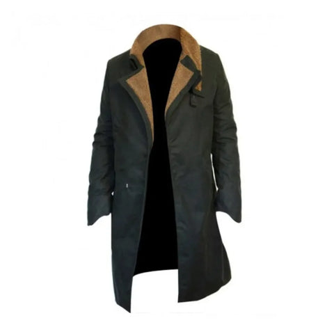 Men's Ryan Gosling Blade Runner Harrison Ford Cotton Long Trench Fur Coat