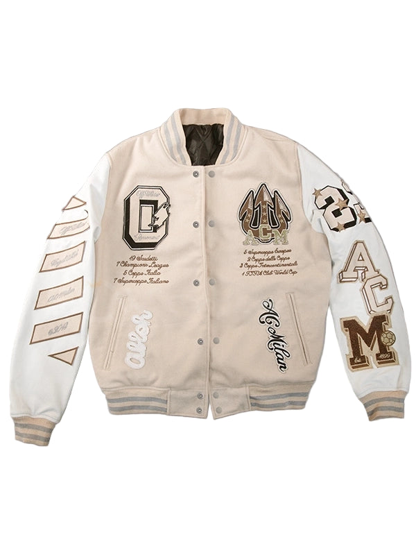 AC Milan Off White Varsity Jacket