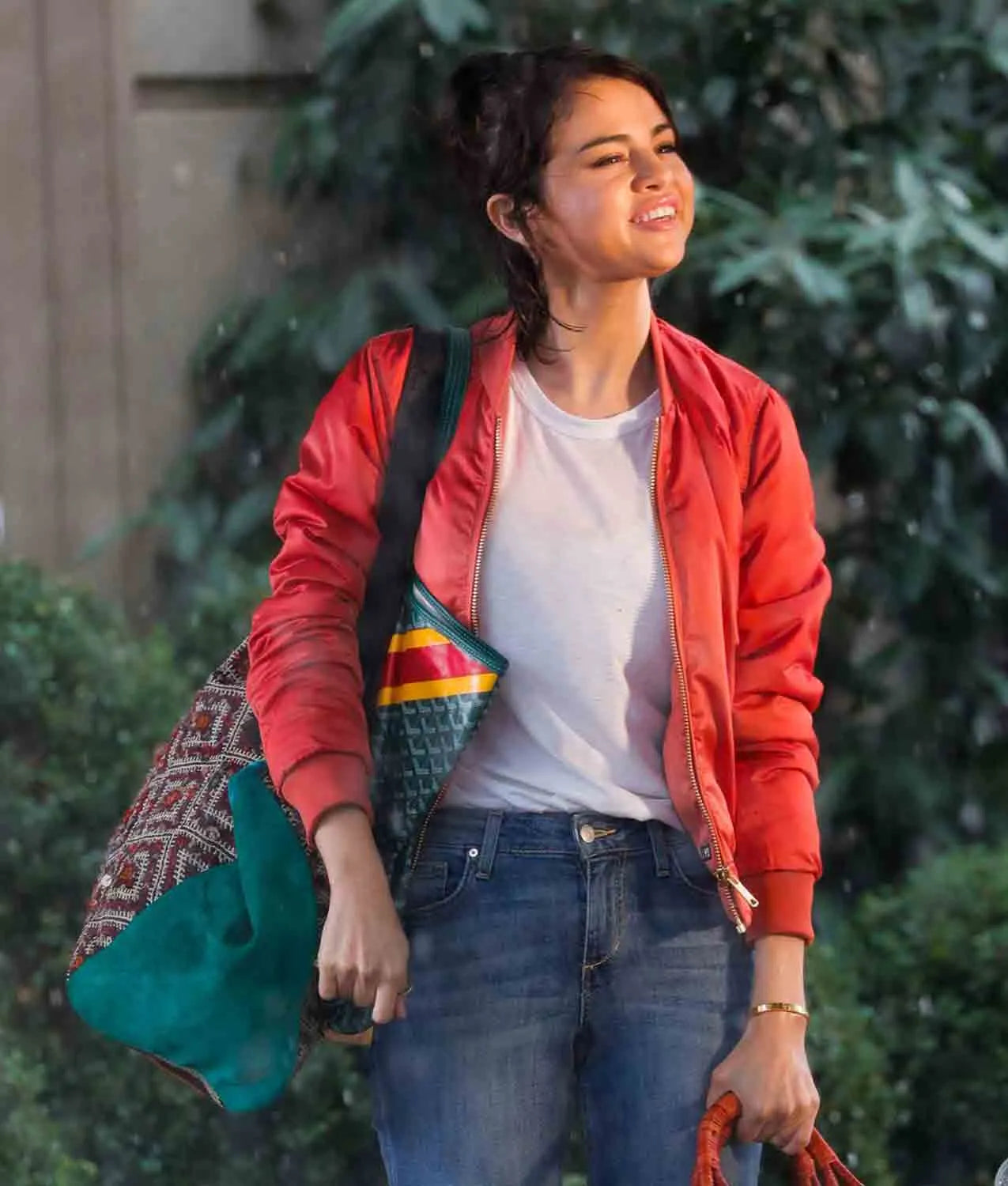 ARainydayinNewYorkSelenaGomezRedBomberJacket_7_