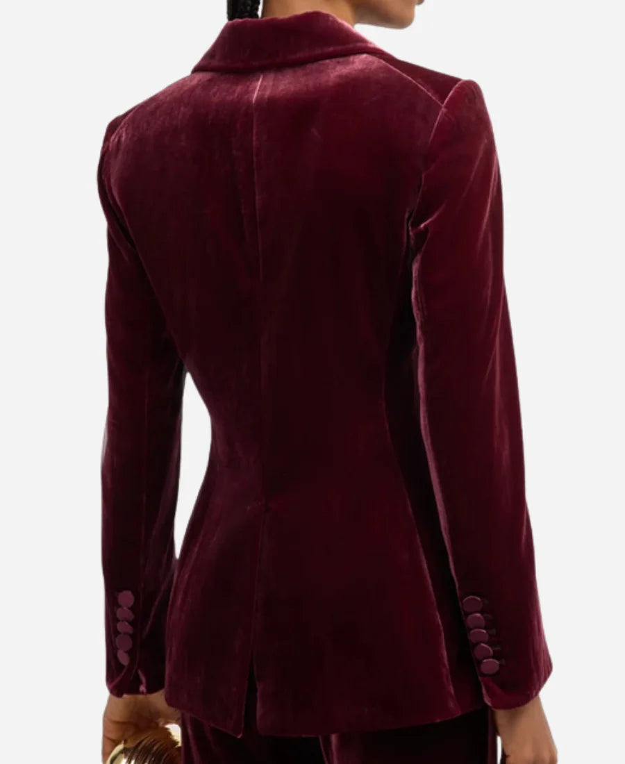 Taylor Tomlinson After Midnight 2024 Maroon Velvet Blazer