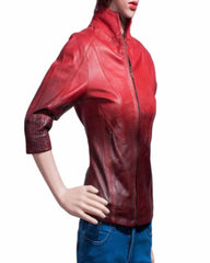 Age Of Ultron Avengers Scarlet Witch Red Leather Jacket