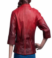 Age Of Ultron Avengers Scarlet Witch Red Leather Jacket