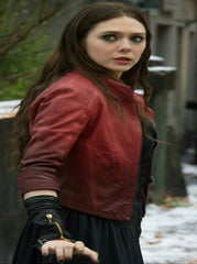 Age Of Ultron Avengers Scarlet Witch Red Leather Jacket
