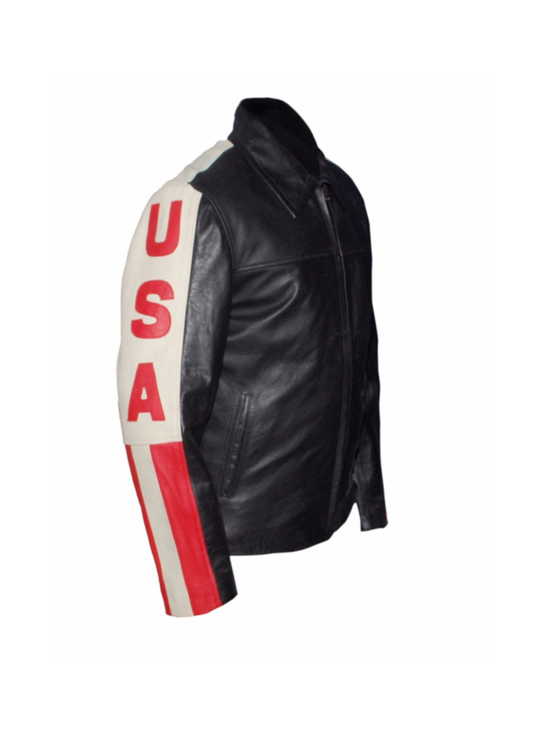 American Flag Leather Jacket | Black Leather Biker Jacket