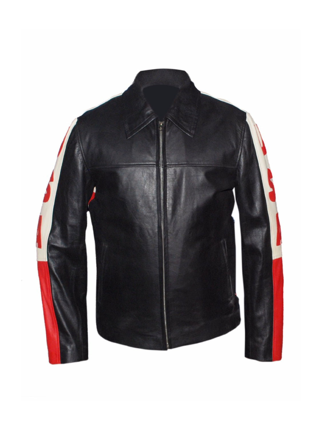 American Flag Leather Jacket | Black Leather Biker Jacket