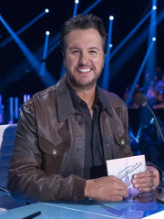 Luke Bryan American Idol 2026 Brown Leather Jacket
