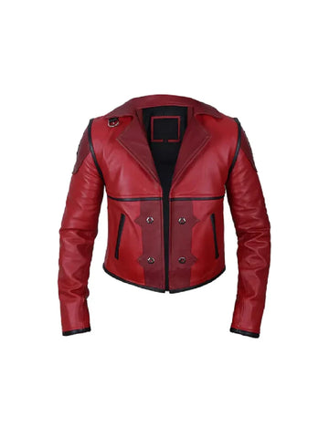 Arcane VI Red Cosplay Cropped Leather Jacket