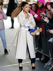 ariana grande leather Trench Coat
