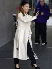 ariana grande leather Trench Coat
