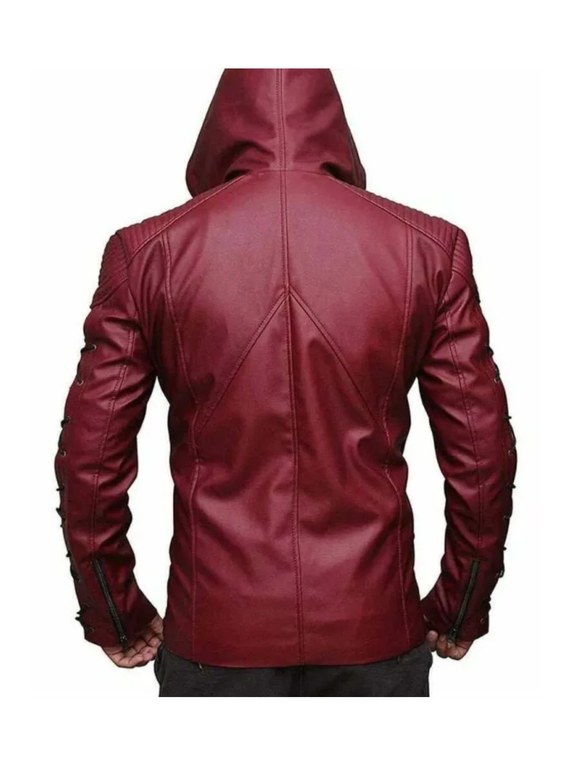 Roy Harper Inspired Arrow Hooded Leather Jacket