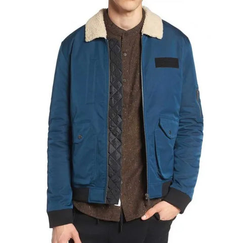 ARROW RICK GONZALEZ BLUE JACKET WITH FUR COLLAR