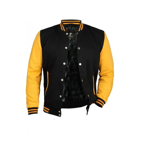 Men's Yellow Varsity Leather Jacket