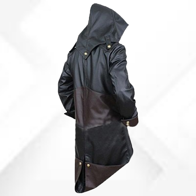 Assassins Creed Unity Black Leather Hooded Jacket