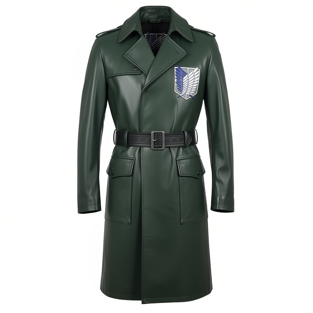 Attack On Titan Green Leather Coat 