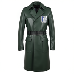 Attack On Titan Green Leather Coat 