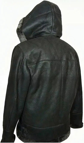 Fur Shearling Bomber&nbsp;Aviator&nbsp;Flying Pilot&nbsp;B3 Black Leather Jacket