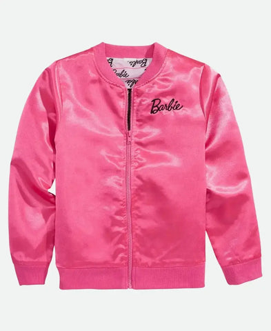 Barbie Pink Satin Bomber Jacket