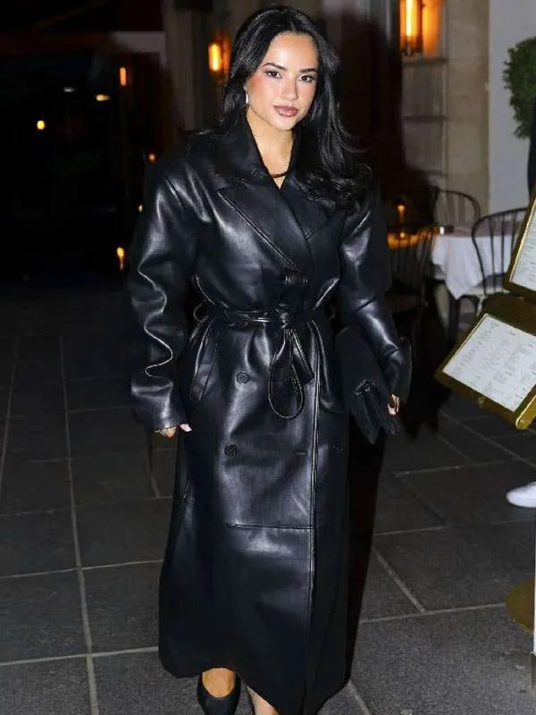 Becky G 2026 Black Trench Coat