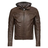Biker Eric Hooded Leather Jacket