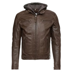 Biker Eric Hooded Leather Jacket