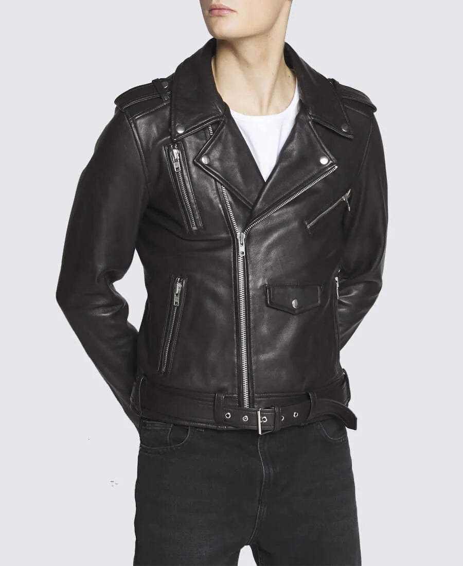 Men's Black Motorcycle Jacket | Lambskin Leather Jacket