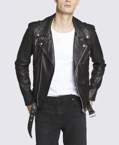 Men's Black Motorcycle Jacket | Lambskin Leather Jacket