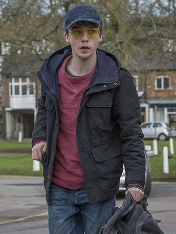 Black Mirror Alex Lawther Black Cotton Jacket