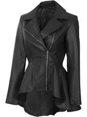 Women’s Black Peplum Leather Jacket