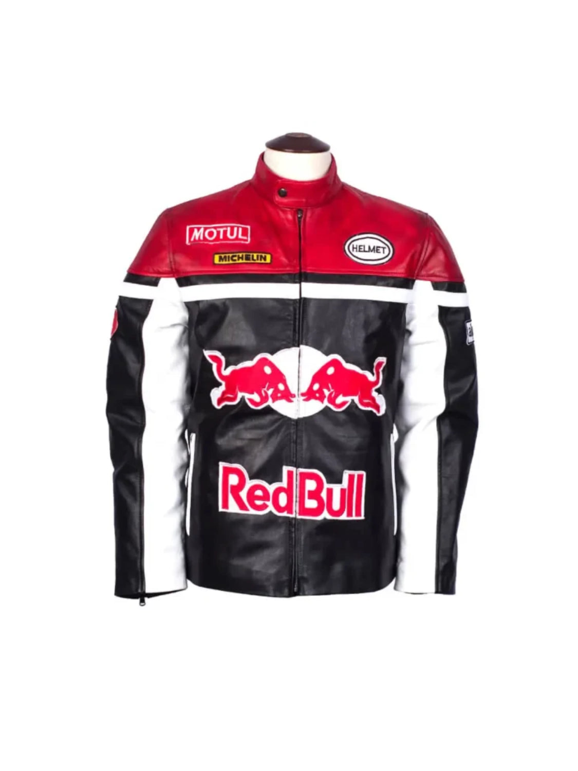 Black & Red Bull Real Leather Jacket | Biker Racing Motorcycle Jacket