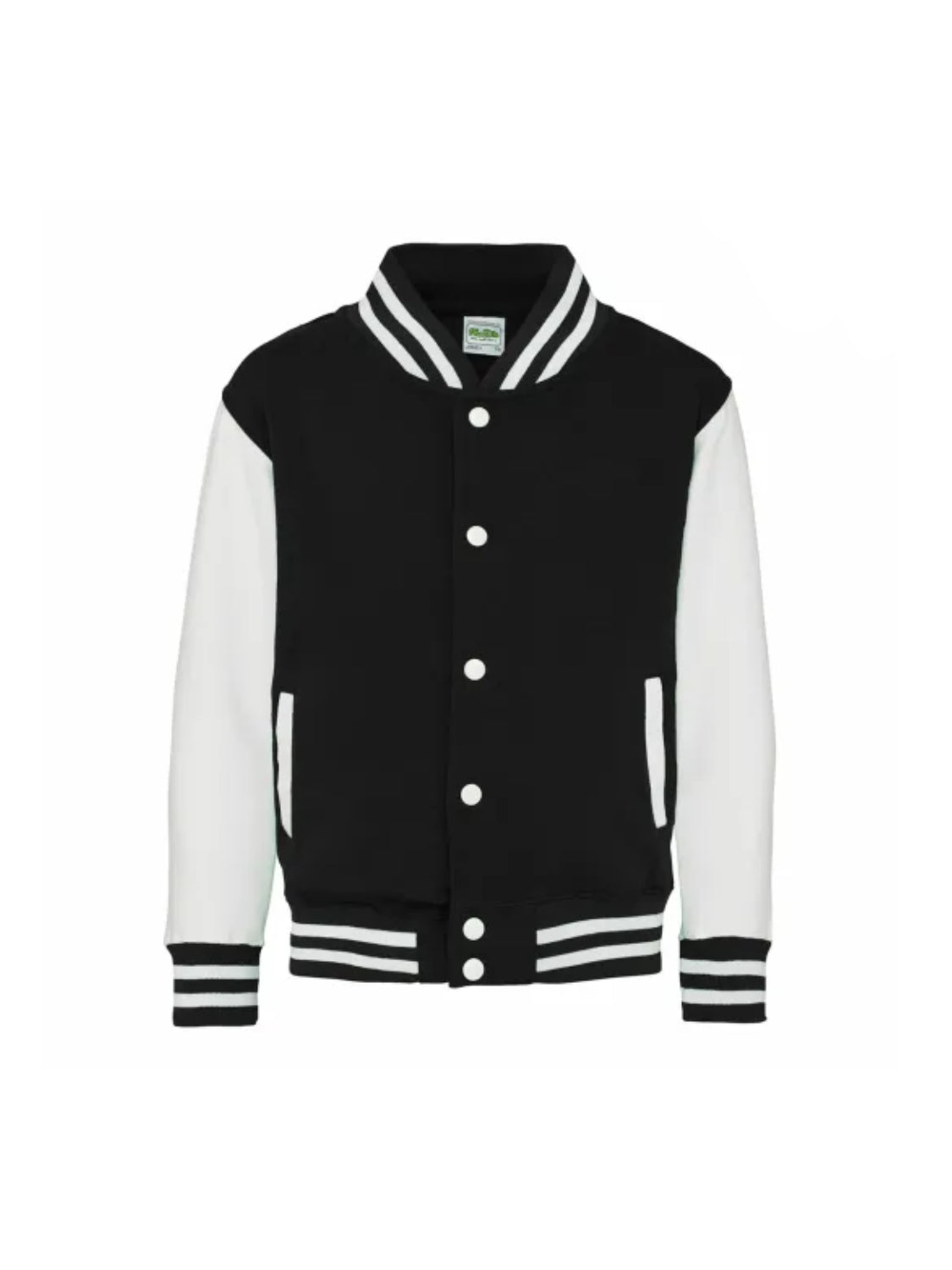 Youth Varsity Jacket | Black Wool & White Leather Sleeves Jacket