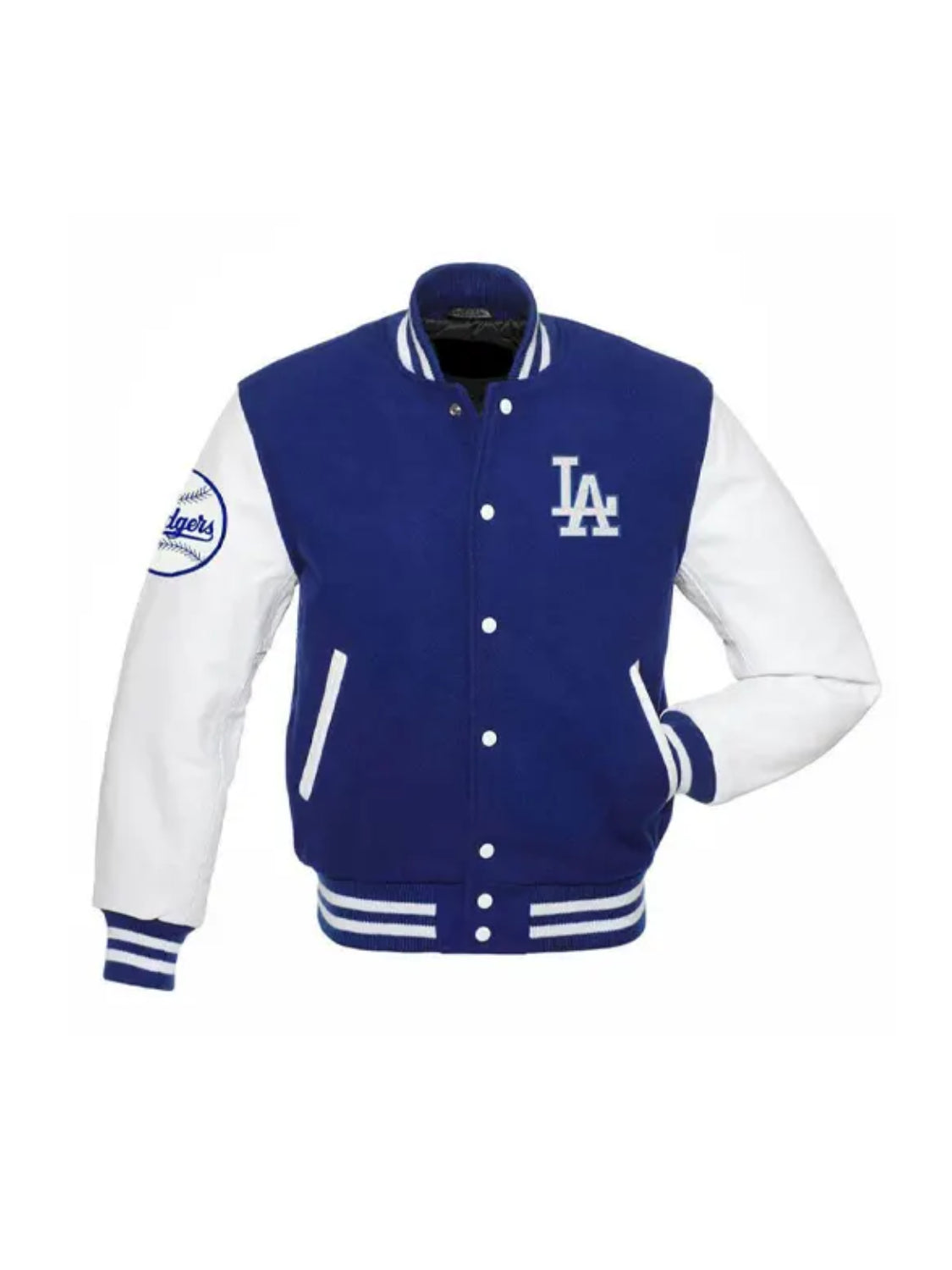 Blue Wool & White Leather Sleeves La Dodgers Varsity Jacket