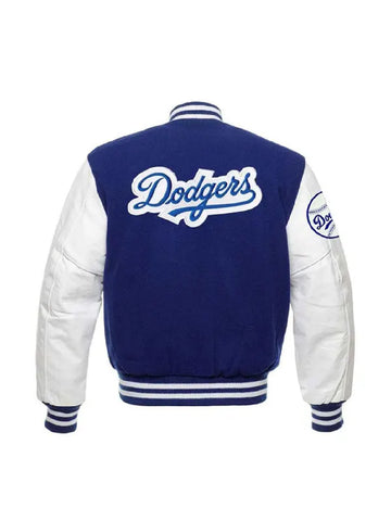 Blue Wool & White Leather Sleeves La Dodgers Varsity Jacket