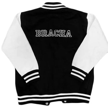 Youth Varsity Jacket | Black Wool & White Leather Sleeves Jacket