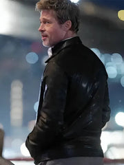 Brad Pitt Wolves 2024 Black Leather Jacket