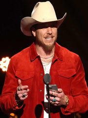 Grammy 2026 Brandon Lake Red Suede Jacket